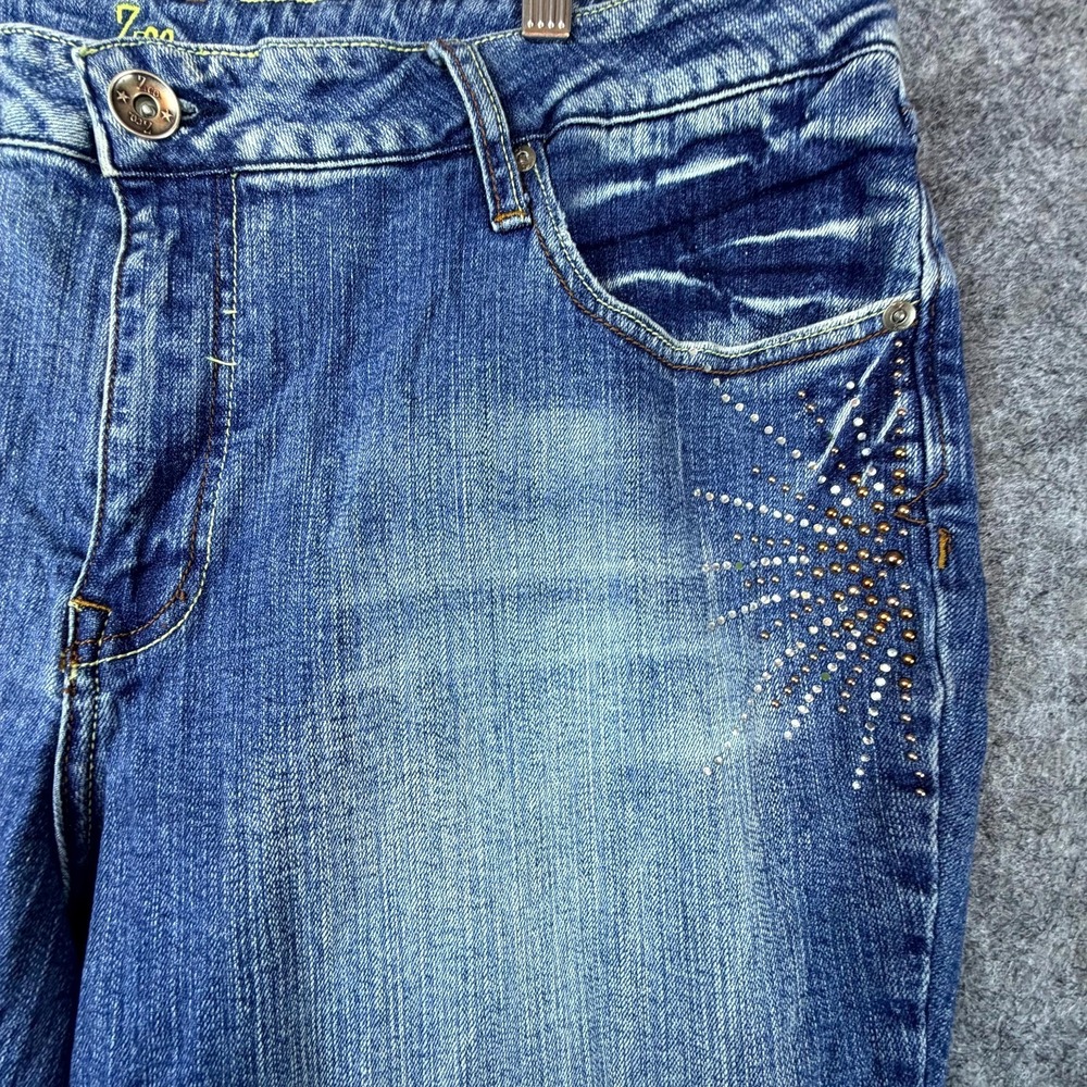 Zco Premium Bootcut Jeans Womens 24 Blue Y2K Denim Beaded Rhinestone Starburst - Picture 3 of 10